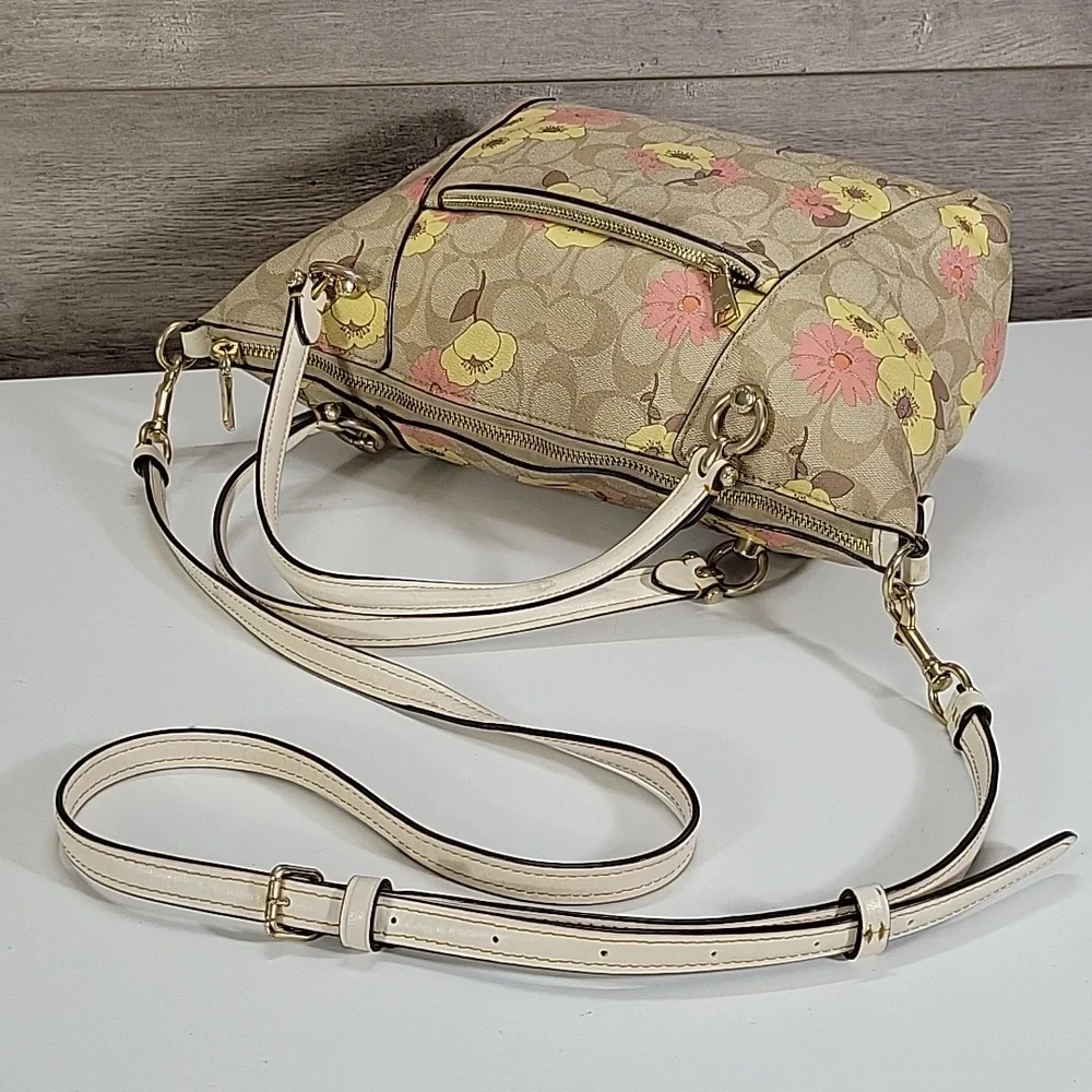 Coach Kacey Signature Floral Shoulder Tote Crossbody Bag CH546